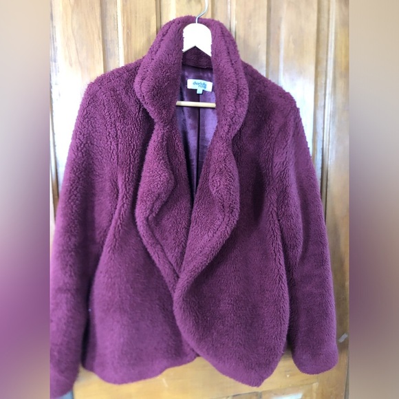 Deep Maroon Cozy Women's Teddy Jacket - Picture 1 of 11